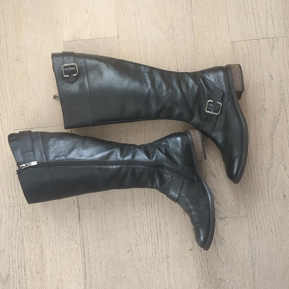Paul Green Black Leather Knee High Boots 7.5 - Picture 3 of 10